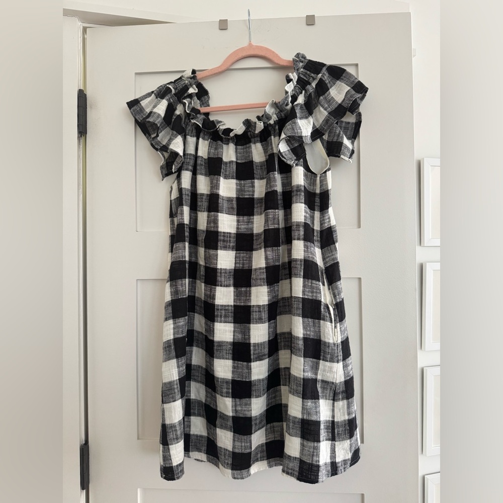 Corey Lynn Calter (Anthropologie) Gingham Off the Shoulder Dress